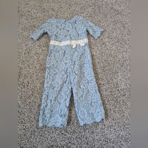 Blue Lace Jumpsuit with White Bow Janie and Jack